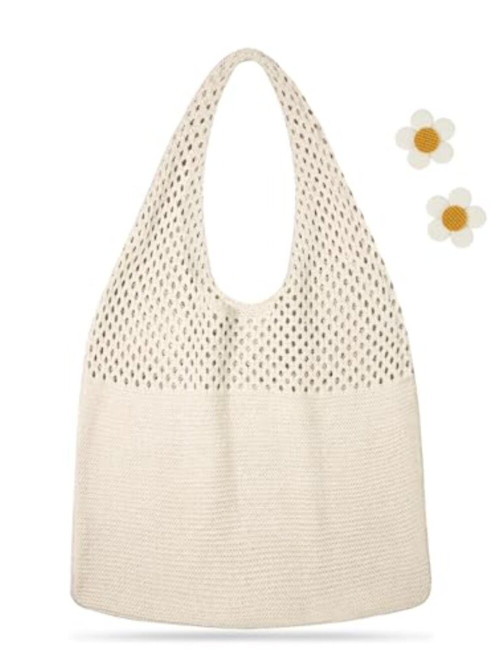 Crochet Mesh Tote Bag Knit Shoulder Handbag Boho Beach Shopping Travel Foldable